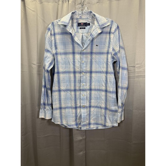 Vineyard Vines Other - Vineyard Vines Shirt Mens Large Blue Green Plaid Whale Logo Button Down Cotton